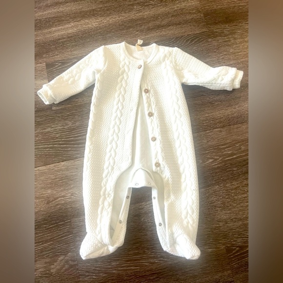 Snug Baby Cable Knit Footed Romper White 6–9M Unisex Cozy Knit One Piece - Picture 4 of 8